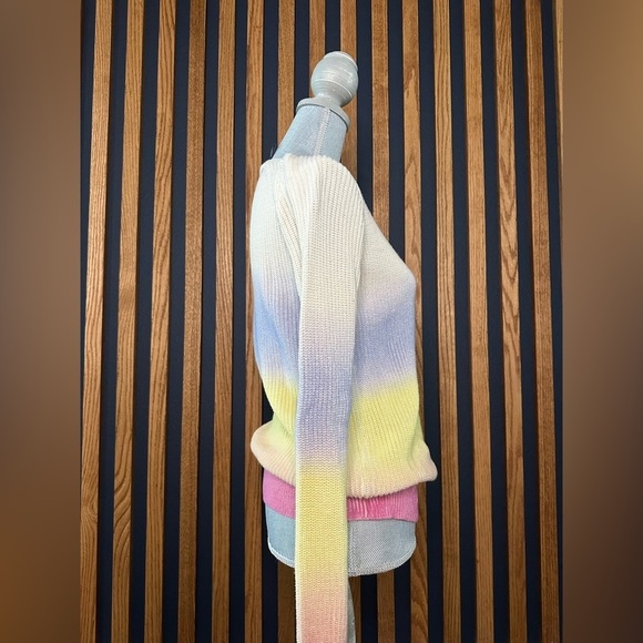 CHELSEA & THEODORE Rainbow Ombré Gradient Long Sleeves Sweater, Size small - Picture 2 of 5